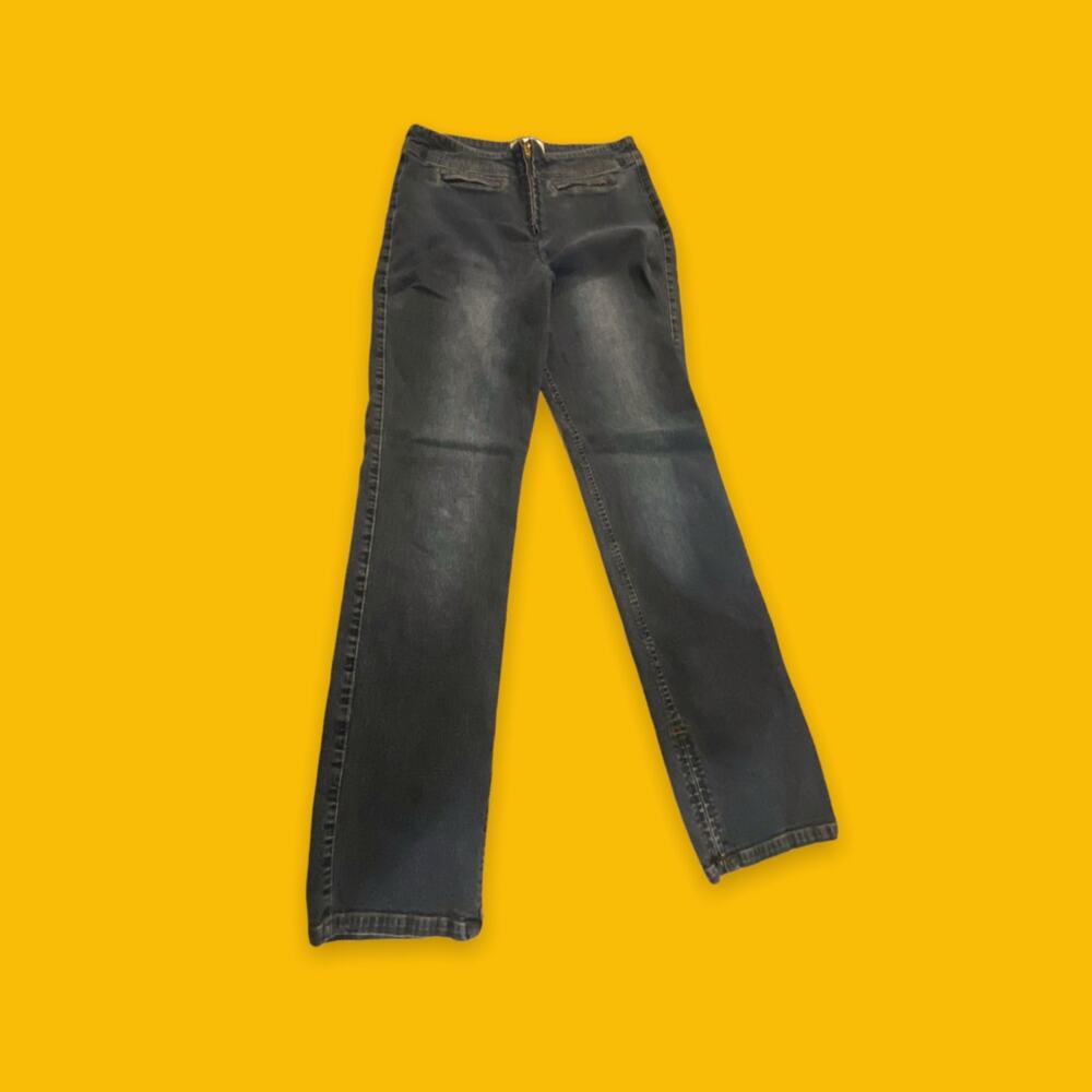 Soft Surroundings Straight Leg Greyish-Blue Cotton Stretch Blend Jeans Size 8